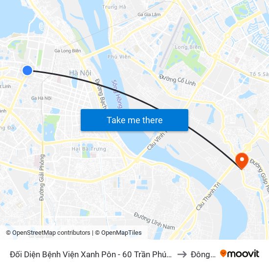 Đối Diện Bệnh Viện Xanh Pôn - 60 Trần Phú (Bộ Tư Pháp) to Đông Dư map