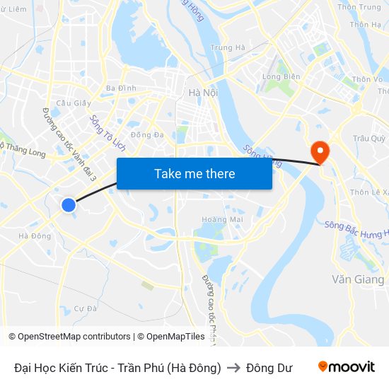 Đại Học Kiến Trúc - Trần Phú (Hà Đông) to Đông Dư map