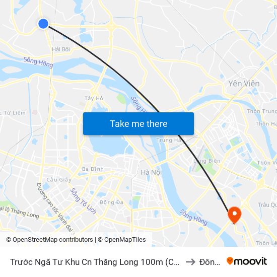 Trước Ngã Tư Khu Cn Thăng Long 100m (Chiều Nội Bài - Hà Nội) to Đông Dư map