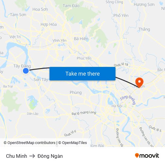 Chu Minh to Đông Ngàn map