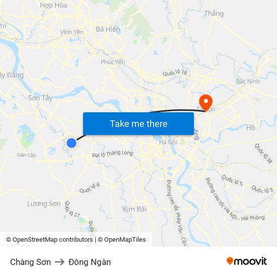 Chàng Sơn to Đông Ngàn map