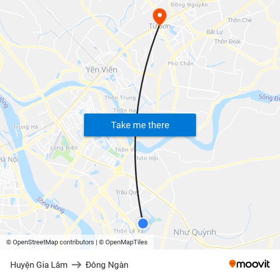 Huyện Gia Lâm to Đông Ngàn map