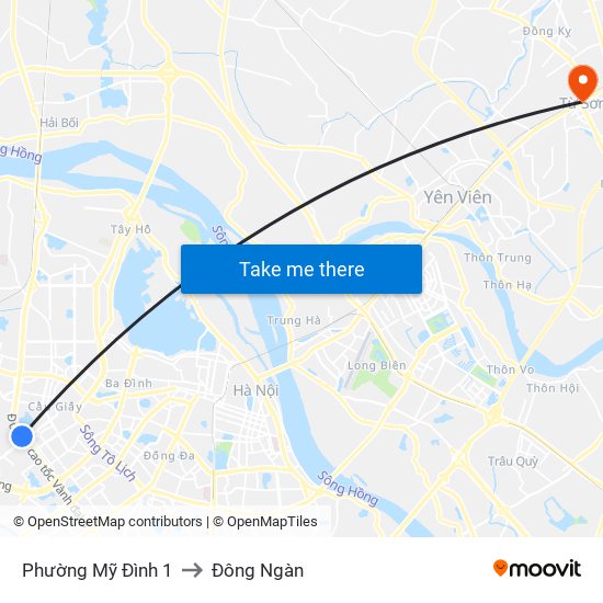 Phường Mỹ Đình 1 to Đông Ngàn map