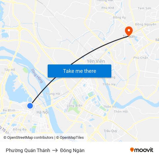 Phường Quán Thánh to Đông Ngàn map