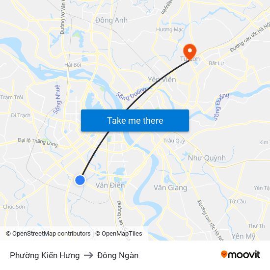 Phường Kiến Hưng to Đông Ngàn map