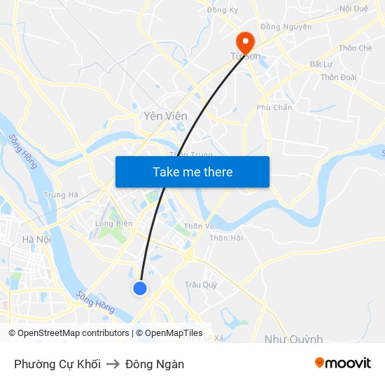 Phường Cự Khối to Đông Ngàn map