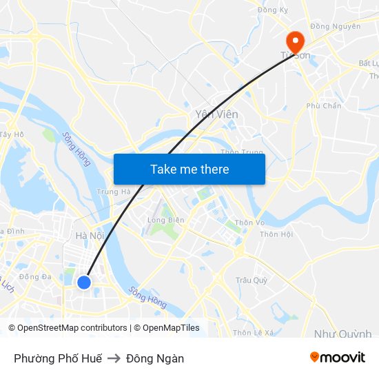 Phường Phố Huế to Đông Ngàn map