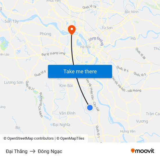 Đại Thắng to Đông Ngạc map