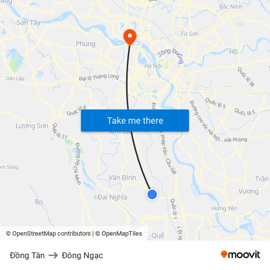 Đồng Tân to Đông Ngạc map