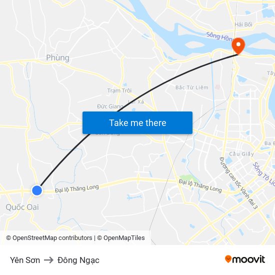 Yên Sơn to Đông Ngạc map