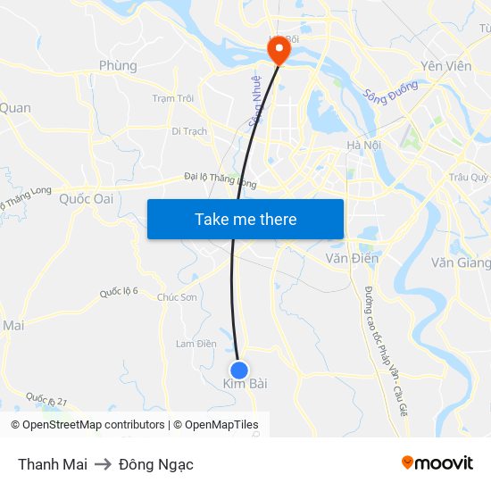 Thanh Mai to Đông Ngạc map