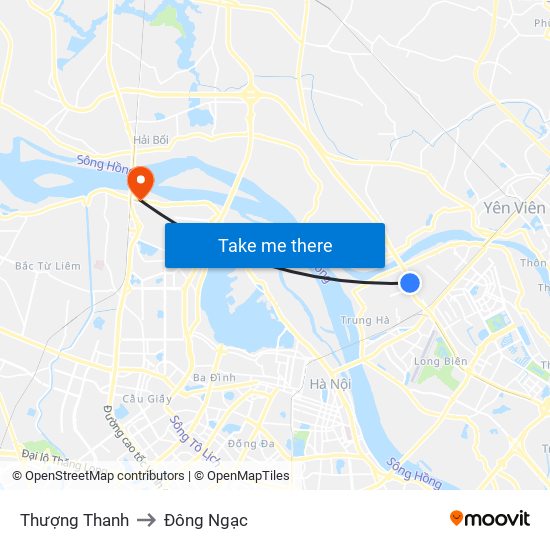 Thượng Thanh to Đông Ngạc map