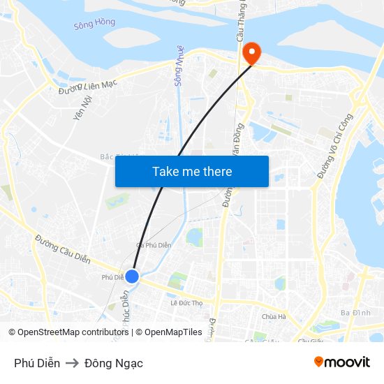 Phú Diễn to Đông Ngạc map