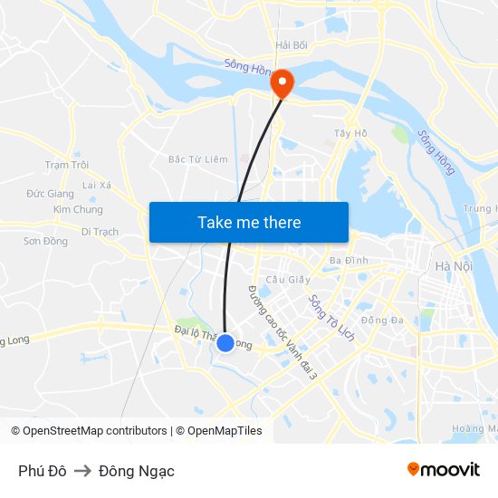 Phú Đô to Đông Ngạc map