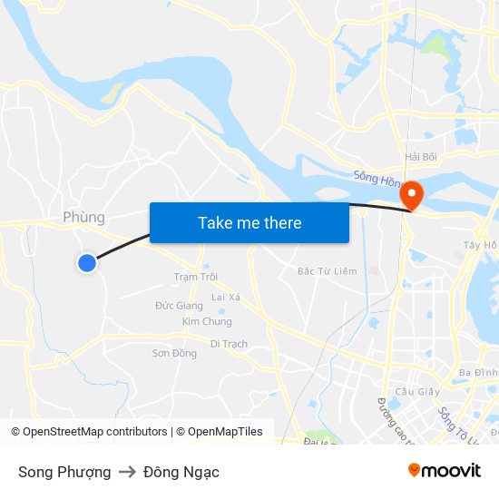 Song Phượng to Đông Ngạc map