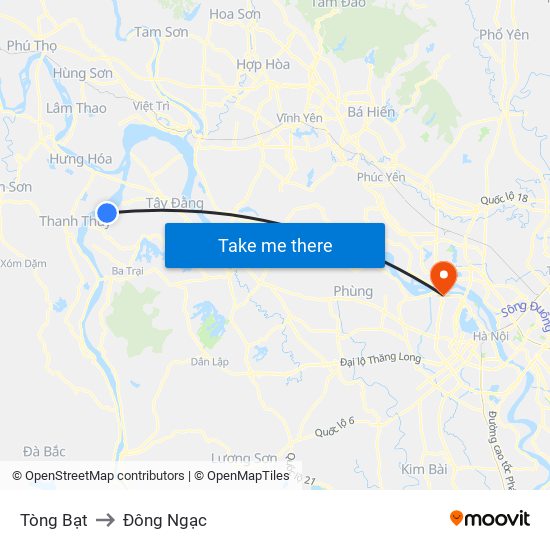 Tòng Bạt to Đông Ngạc map