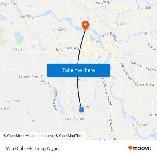 Vân Đình to Đông Ngạc map