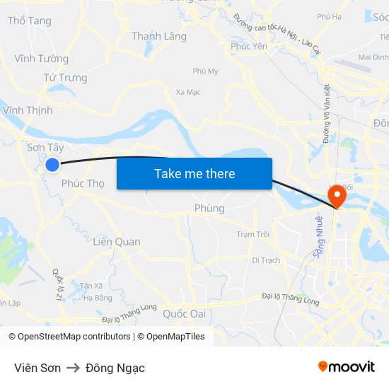 Viên Sơn to Đông Ngạc map