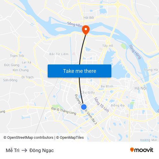 Mễ Trì to Đông Ngạc map