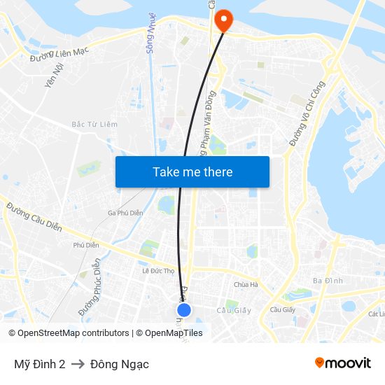 Mỹ Đình 2 to Đông Ngạc map