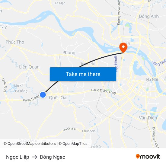 Ngọc Liệp to Đông Ngạc map