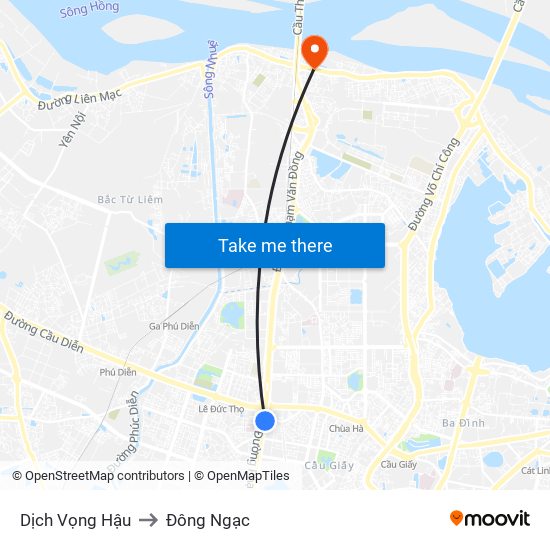 Dịch Vọng Hậu to Đông Ngạc map