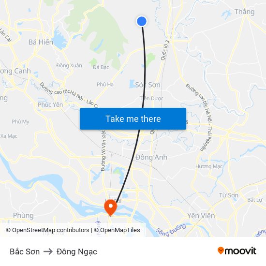 Bắc Sơn to Đông Ngạc map