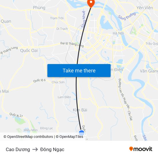 Cao Dương to Đông Ngạc map