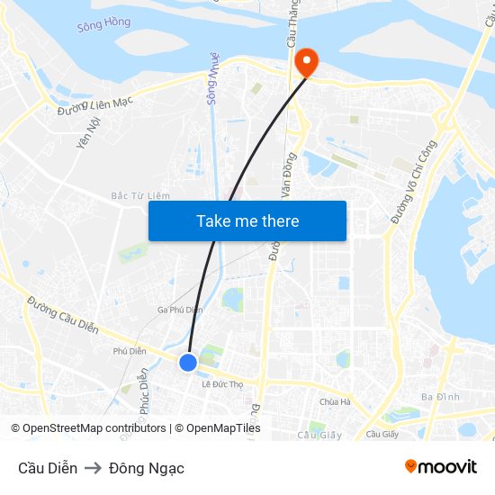 Cầu Diễn to Đông Ngạc map