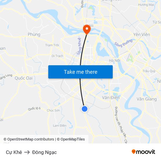 Cự Khê to Đông Ngạc map