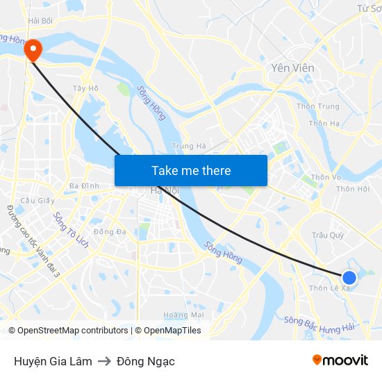 Huyện Gia Lâm to Đông Ngạc map