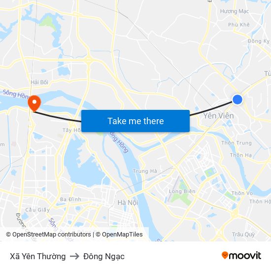 Xã Yên Thường to Đông Ngạc map