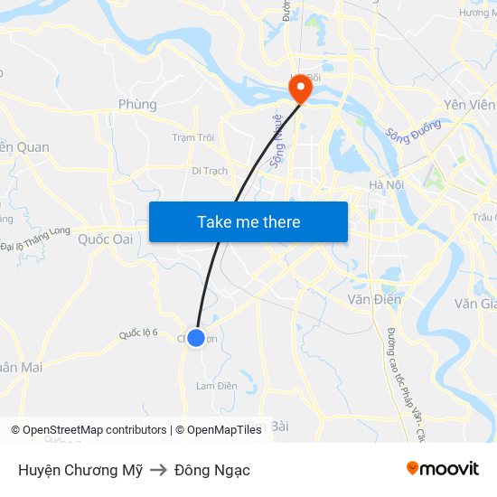 Huyện Chương Mỹ to Đông Ngạc map