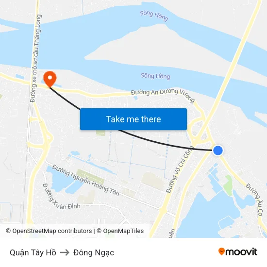 Quận Tây Hồ to Đông Ngạc map