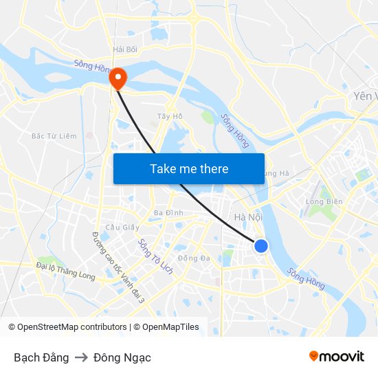 Bạch Đằng to Đông Ngạc map