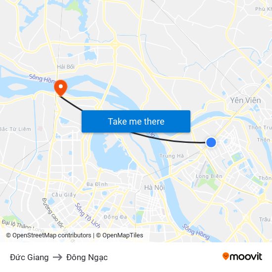 Đức Giang to Đông Ngạc map