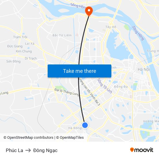 Phúc La to Đông Ngạc map