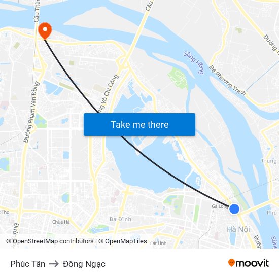 Phúc Tân to Đông Ngạc map