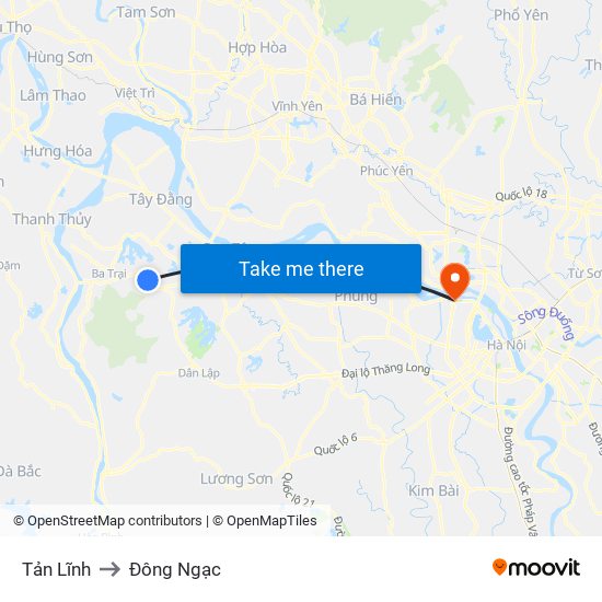 Tản Lĩnh to Đông Ngạc map