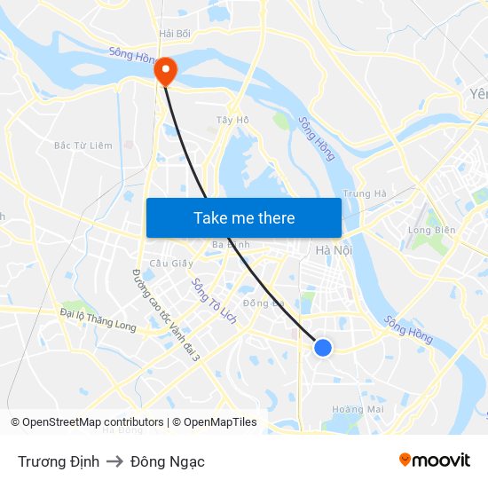 Trương Định to Đông Ngạc map