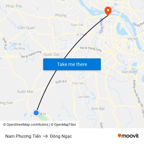 Nam Phương Tiến to Đông Ngạc map