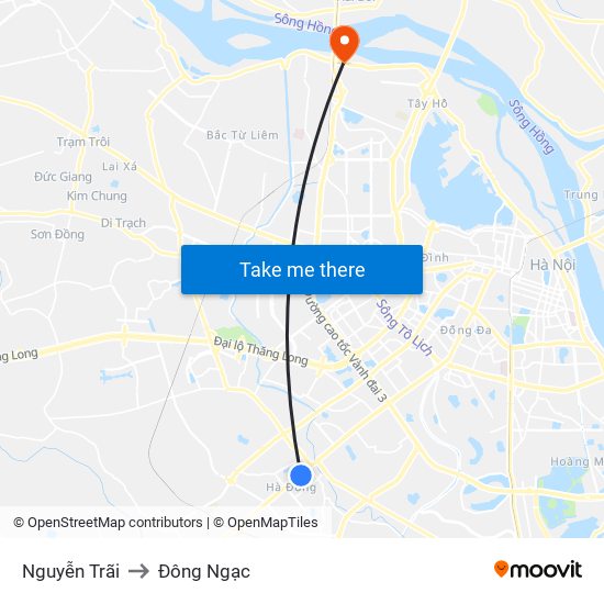 Nguyễn Trãi to Đông Ngạc map