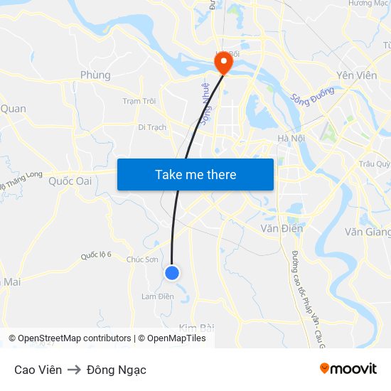 Cao Viên to Đông Ngạc map