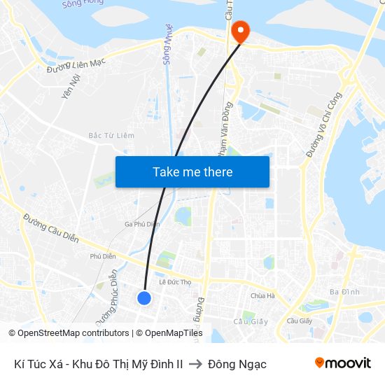 Kí Túc Xá - Khu Đô Thị Mỹ Đình II to Đông Ngạc map