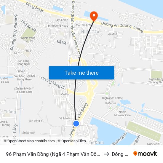 96 Phạm Văn Đồng (Ngã 4 Phạm Văn Đồng - Xuân Đỉnh) to Đông Ngạc map