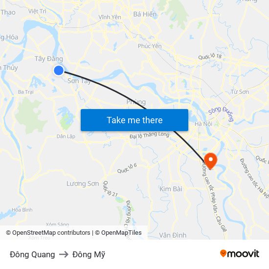 Đông Quang to Đông Mỹ map