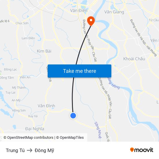 Trung Tú to Đông Mỹ map