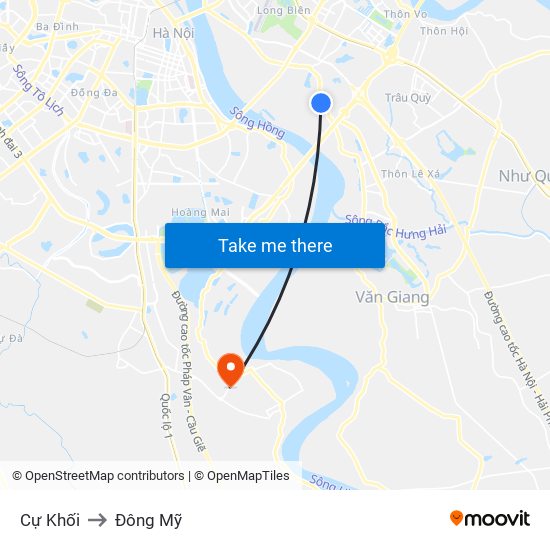 Cự Khối to Đông Mỹ map