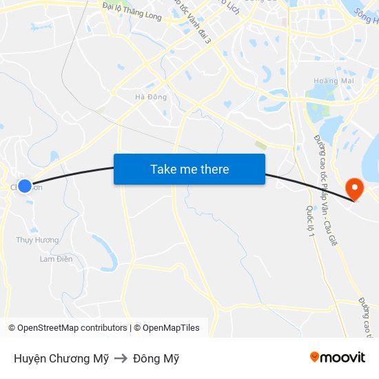 Huyện Chương Mỹ to Đông Mỹ map