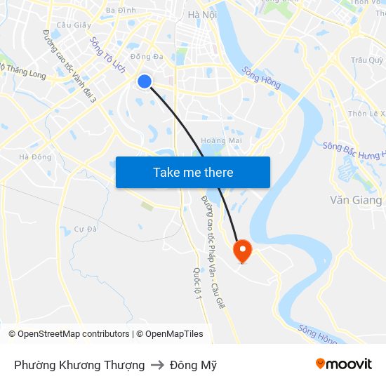 Phường Khương Thượng to Đông Mỹ map